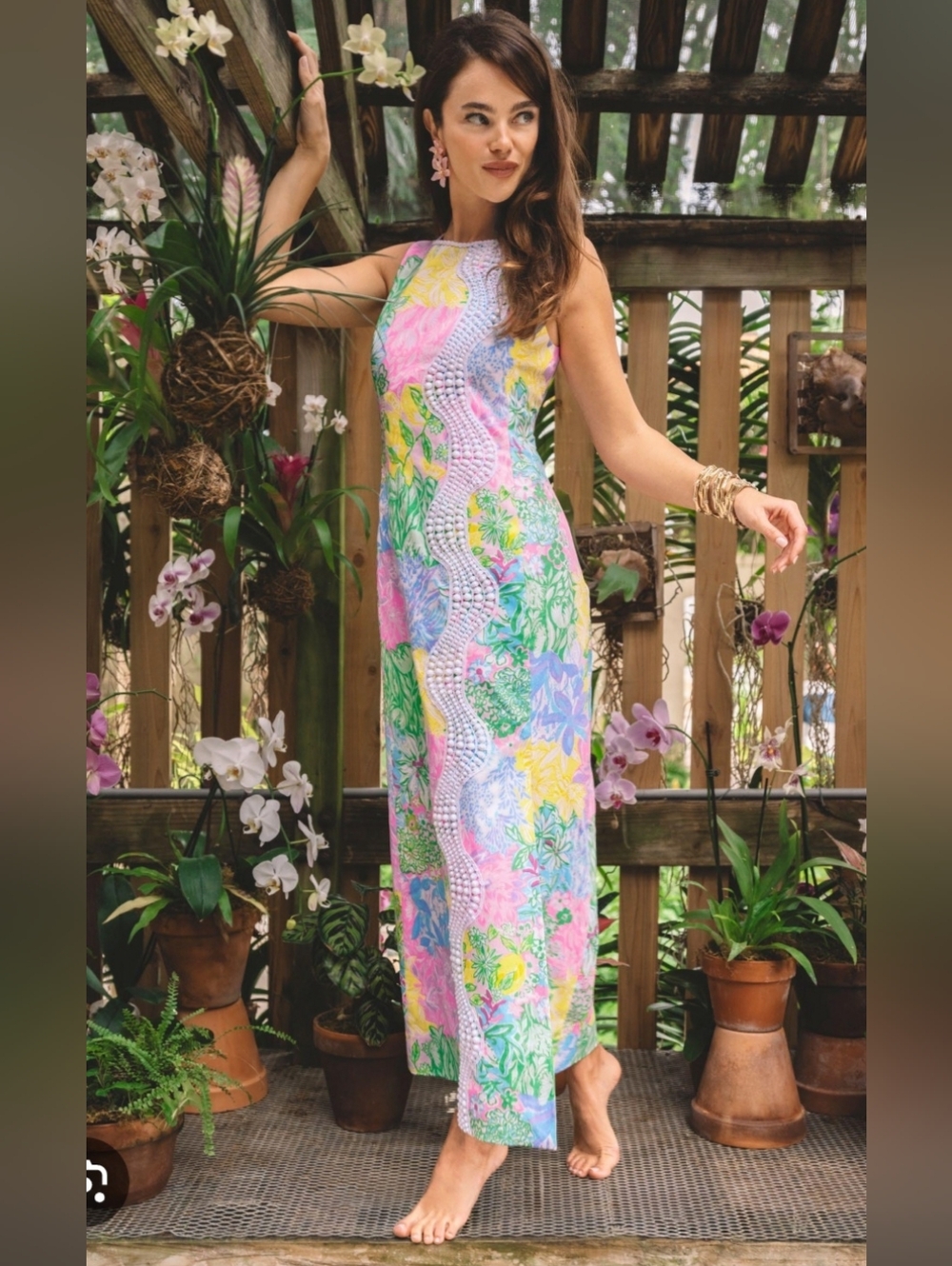 Lilly Pulitzer Sarabeth Stretch Maxi Shift Dress Women's 10